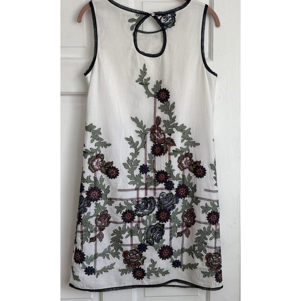Max Studio 100% Cotton Boho Floral Embroidered Shift Dress Summer Artsy | L - Picture 7 of 11